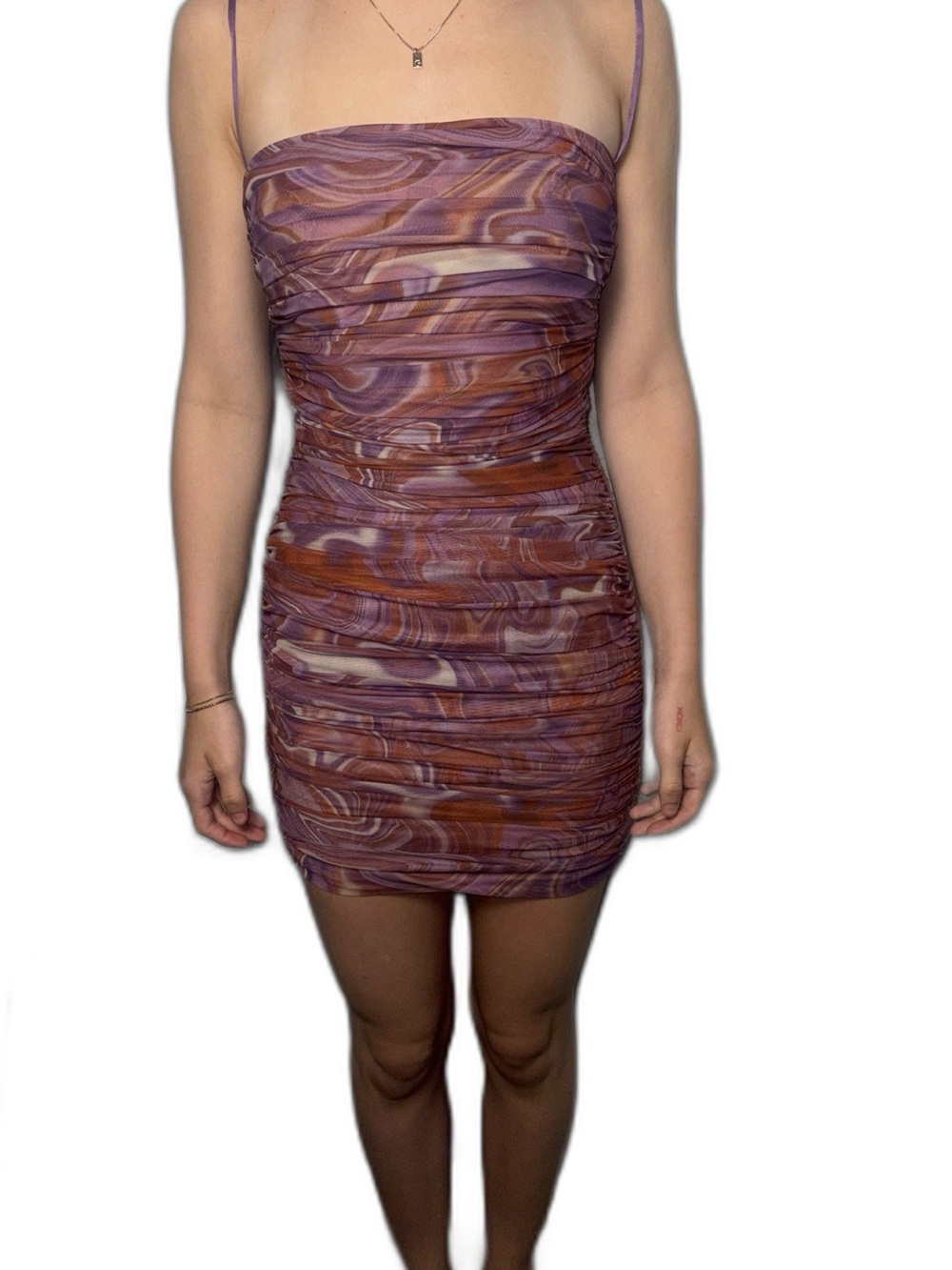 House of CB “ Ella” Ruched Organza mesh mini dress Size Small